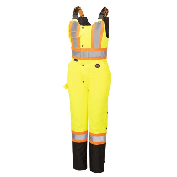 WOMEN'S HI-VIS WATERPROOF SAFETY OVERALLS - BLACK BOTTOM - HI-VIS YELLOW Thumbnail